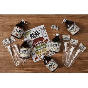 REAL Milkshake Starter Pack - 1500ml banana,caramel,chocolate,strawberry,vanilla and wooden stand