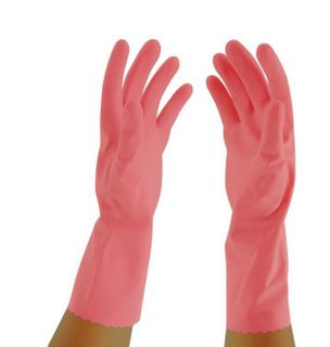 Gloves Flock Lined solvent resistant pink nitrile L (sold in pairs)