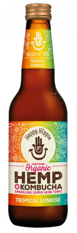 Happy Hippee Kombucha HEMP glass bottle tropical sunrise 330ml x 12