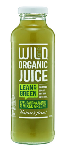 Wild One Juice Organic glass bottle no added sugar lean green 360ml