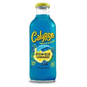 Calypso Soft Drink Lemonade glass bottle ocean blue 591ml