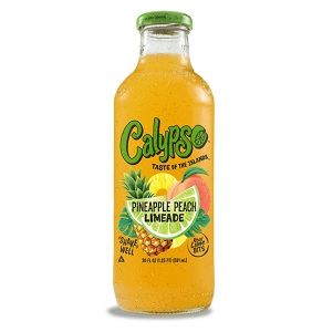 Calypso Soft Drink Lemonade glass bottle pineapple peach 591ml