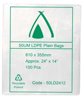 Food Bags clear polyethylene low density 50µm 610mm (L) 305mm (W)