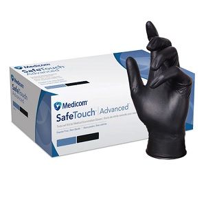 Gloves Single Use powder free black nitrile S pkt 100