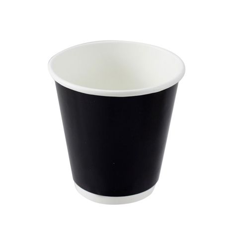 Coffee Cups smooth double wall recyclable black paper 8oz 90mm (D)