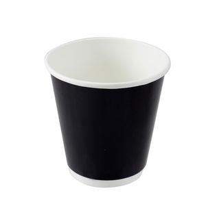 Coffee Cups smooth double wall recyclable black paper 8oz 90mm (D)