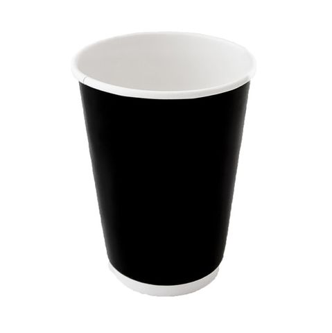 Coffee Cups smooth double wall recyclable black paper 12oz 89mm (D)