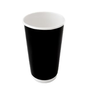 Coffee Cups smooth double wall recyclable black paper 16oz 89mm (D)
