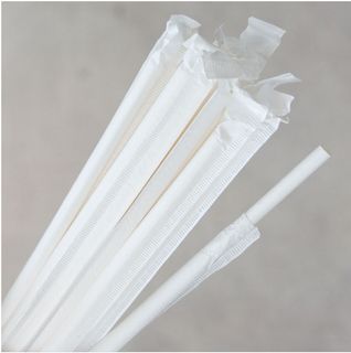 Straws Regular wrapped compostable white paper 6mm (D) 205mm (L)