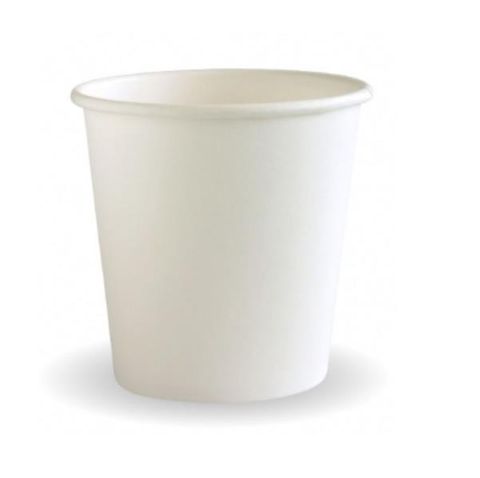 Coffee Cups smooth single wall compostable white paper 4oz 63mm (D)