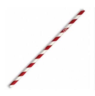 Straws Regular striped compostable red stripe paper 6mm (D) 197mm (L) pkt 250