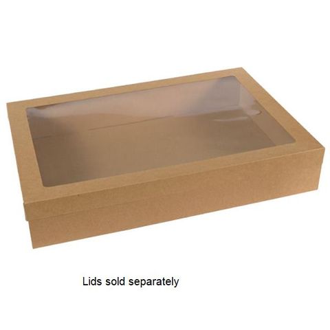 Box Lids Catering unhinged recyclable brown/clear cardboard rectangle extra large
