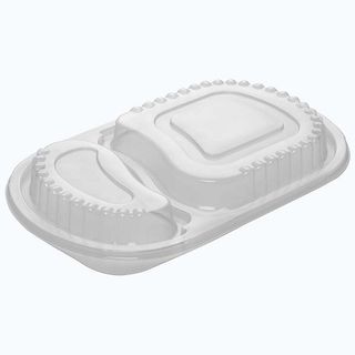 Container Lids Microwave safe polypropylene to suit 2 compartment black tray