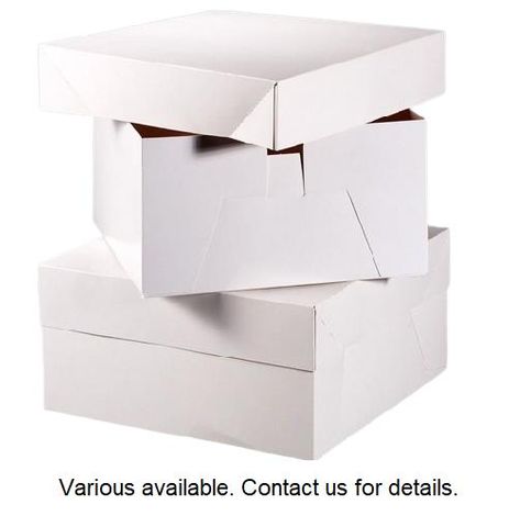 Cake Boxes polylined white milkboard square 255mm (L) 255mm (W) 280mm (H)