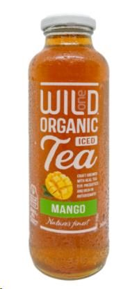 Wild One Sparkling Organic Iced Tea Mango glass bottle 360ml