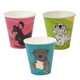 Coffee Cups smooth single wall compostable gallery dog series paper 8oz 90mm (D)