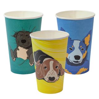 Coffee Cups smooth single wall compostable gallery dog series paper 16oz 90mm (D)