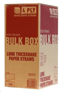 Straws Regular 4 ply compostable white paper 8.2mm (D) 235mm (L)