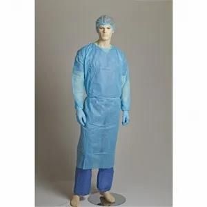 Gown clinical blue polypropelene with ties short sleeve