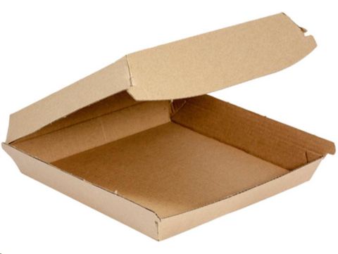 Containers Clam Pizza hinged lid recyclable brown fluted board 175mm (L) 175mm (W) 47mm (H)