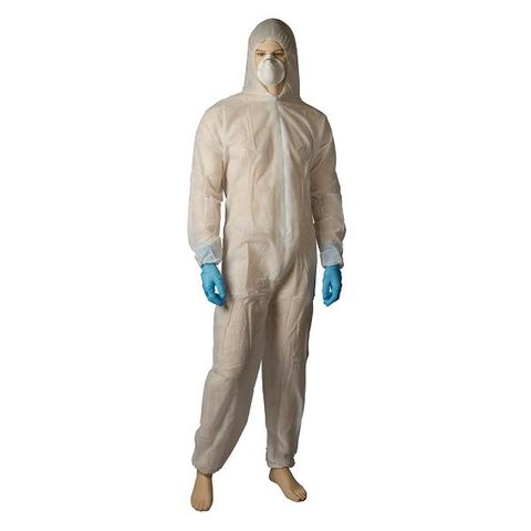 Coveralls white polypropelene large 40gsm ctn 50