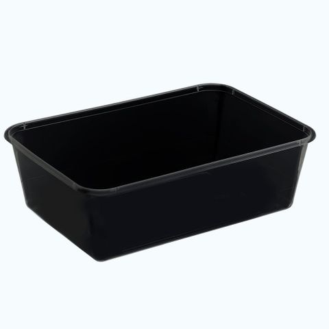 Containers Microwave unhinged lid recyclable black polypropylene rectangle 750ml