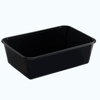 Containers Microwave unhinged lid recyclable black polypropylene rectangle 750ml