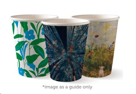 Coffee Cups smooth double wall biodegradable art print series paper 8oz 80mm (D)