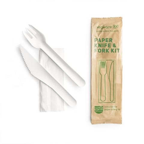 Cutlery Pouches Compostable Paper Napkin/knife/fork white ctn 250