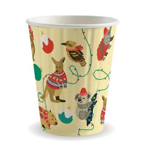 Coffee Cups smooth double wall biodegradableChristas print series paper 8oz 90mm (D)
