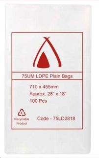 Poly Bags clear polyethylene low density 75µm 700mm (L) 475mm (W)