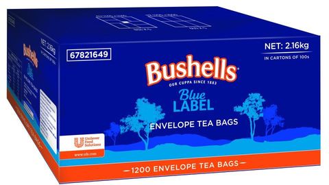 Bushells Tea Bags enveloped black ctn 1200