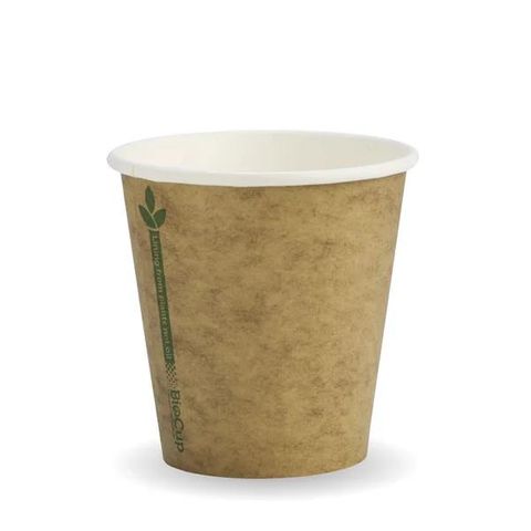 Coffee Cups smooth single wall biodegradable brown/green stripe paper 6oz 80mm (D)