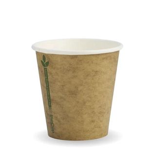 Coffee Cups smooth single wall biodegradable brown/green stripe paper 6oz 80mm (D)