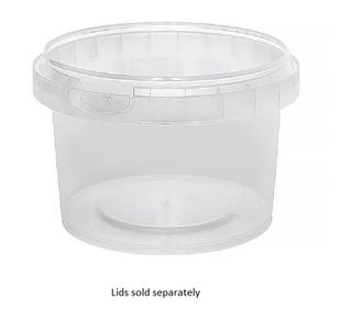 Containers Tamper Evident unhinged lid clear plastic round 280ml 95mm (D) 66mm (H)