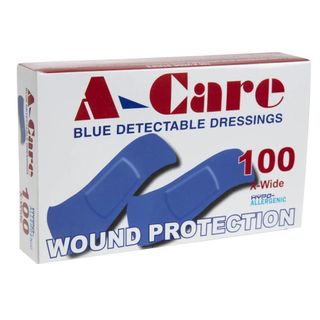 Bandaids blue detectable standard 75mm x 25mm box 100