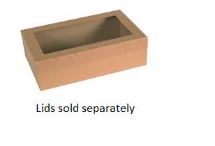 Box Lids Catering unhinged recyclable brown/clear cardboard extra small