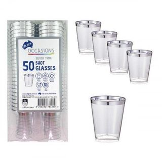 Shot glass recyclable PET silver trim 30ml