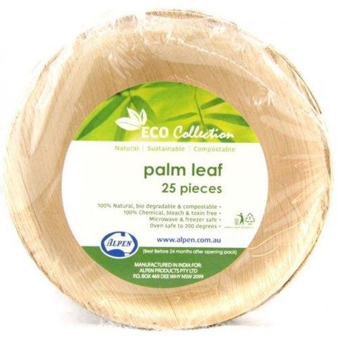 Bowls no lid biodegradable natural palm leaf round 125mm (D)