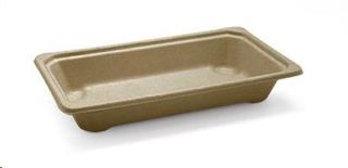 Trays Sushi unhinged biodegradable natural bagasse rectangle 139mm (L) 79mm (W) 24mm (H)