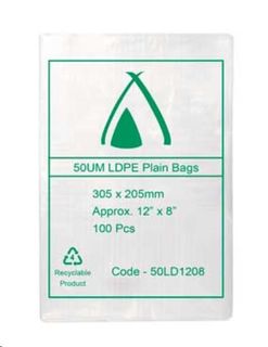 Food Bags clear polyethylene low density 50µm 305mm (L) 205mm (W)