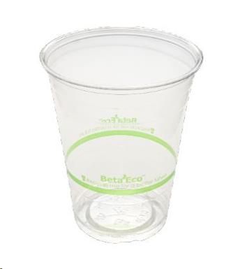 Water/Juice Cups recycleable clear/green stripe RPET 600ml
