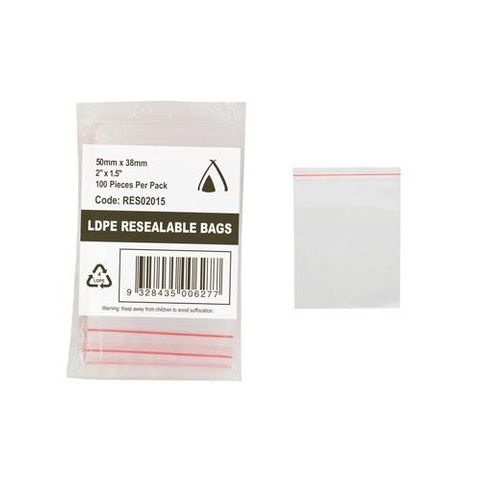 Food Bags resealable clear polyethylene low density 35µm 50mm (L) 38mm (W)