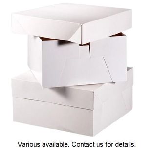 Cake Boxes polylined white milkboard square 356mm (L) 255mm (W) 125mm (H)