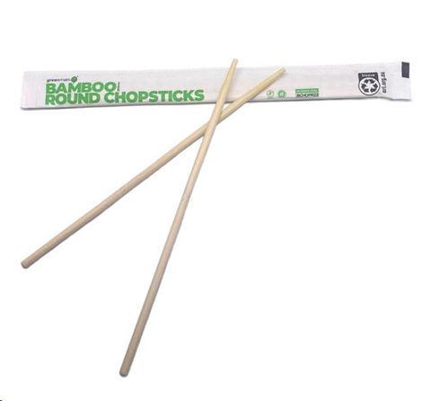 Cutlery Chopsticks premium wrapped compostable natural bamboo 220mm (L)