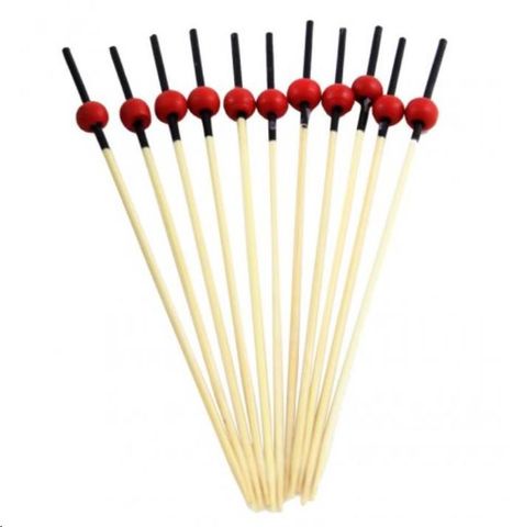 Toothpicks Decorated Pick Black top with Red Ball 12cm (Rio) Pack 100