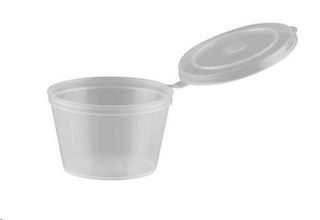 Containers Portion Control hinged lid clear plastic round 75ml ctn 1000 slv 50