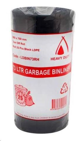 Bin Liners black polyethylene low density 73L 920mm (L) 760mm (W)