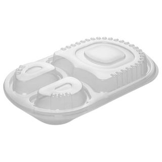 Container Lids Microwave safe polypropylene to suit 3 compartment black tray