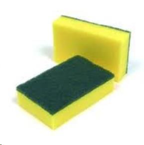 Scourers heavy duty yellow and green 100mm (L) 70mm (W) 30mm (H) pkt 5